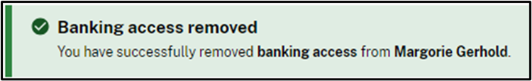 Banking access removed