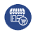 Blue icon with store and shopping cart